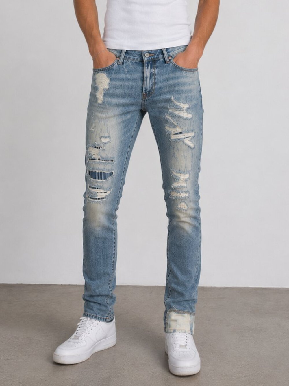 Embellish Mens Distressed Slim Straight leg Jeans Size 34
